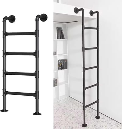 Metalen trap - Noodladder zolder - Veilig bereiken - Stabiel en duurzaam - 1267 cm breed - Zwart