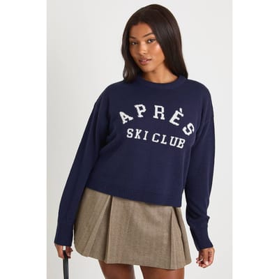 boohoo Dames Plus Apres Ski Club Verkorte Trui | Navy | Maat: 20-22