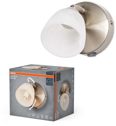 OSRAM Spot Cup wandlamp 1xG9 geborsteld nikkel, spot albast glas verstelbaar, woonkamer hal metaal