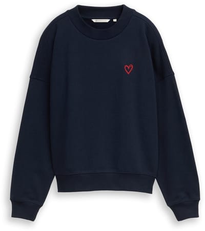 Tom Tailor Denim - Sweatshirt met hartdetail - Maat XL - sky captain blue