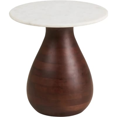House Nordic Bijzettafel Heide - Rond Donkerbruin/Wit Hout - Ø40x41cm