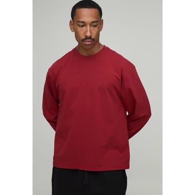 Essentieel Oversized T-shirt Met Lange Mouwen | Red | Size Medium