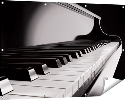 Gards Tuinposter Pianotoetsen - Noten - Piano - 120x80 cm - Tuindoek - Tuindecoratie - Wanddecoratie buiten - Tuinschilderij
