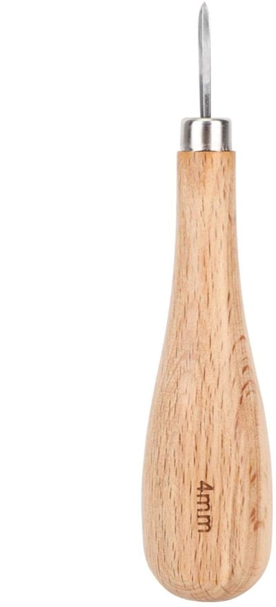 Dailygoody - Ruit priem - Houten handvat - Duurzaam en comfortabel - 4 mm - Kras priem - Ideaal voor leerbewerking - Handmatig gereedschap