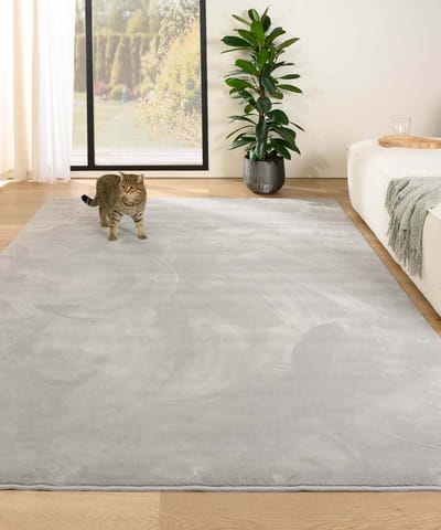Zacht vloerkleed - Plush zilver 120x170