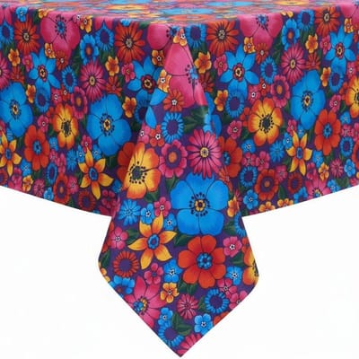 Protecttable - Mexicaans Tafelzeil Bloemenregen Paars 120x170cm - Tafelkleed Afwasbaar - Kunststof