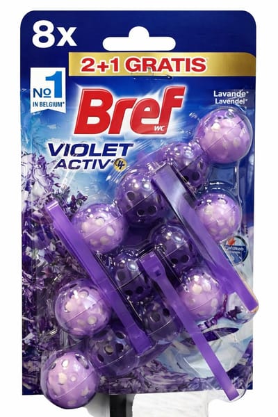 8 x Bref - Toiletblok - Violet Activ - Lavendel - 3x50g