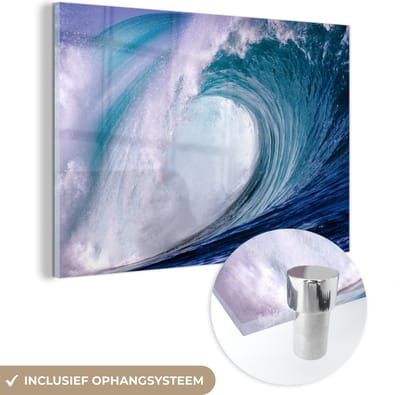 MuchoWow® Glasschilderij 120x80 cm - Schilderij acrylglas - Zee - Hawaii - Golf - Foto op glas - Muurdecoratie woonkamer - Wanddecoratie slaapkamer - Schilderijen