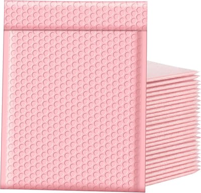Gewatteerde verzendenveloppen 25 stuks - Zelfsluitende polybubbel mailers voor kleine bedrijven - Matte lichtroze verpakking