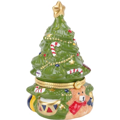 Boîte à Bijoux Sapin de Noël Céramique Boîte à Bibelots Coffret à Trésors Boîte à Bonbons Organiseur Ornement Innovant Décoration Maison Chambre Bureau beige