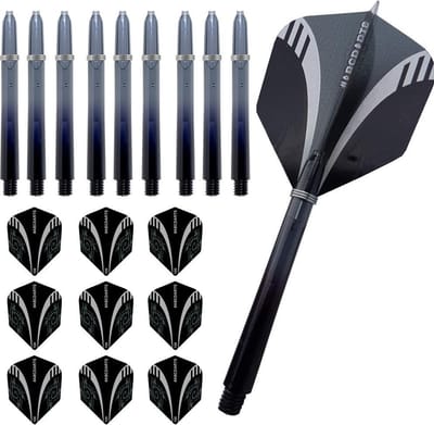 ABC Dart - Dart Flights en Darts Shafts Medium - tribal zwart - 3 sets