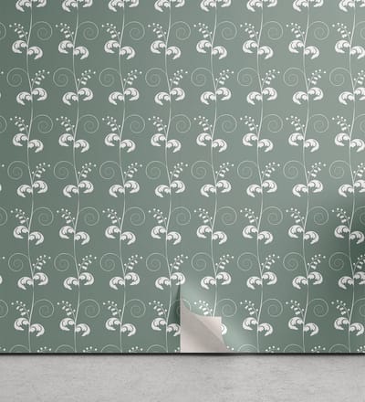 ABAKUHAUS groen aftrekbaar en zelfklevende behang voor thuis, Victoriaans, zelfklevende woonkamer keukenaccent, 33 cm x 90 cm, Pale Sage Green White