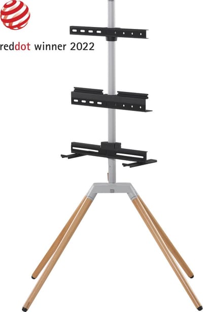 Quadpod TV-standaard - ONE FOR ALL - Afwerking licht hout en metaal - 360° draaibaar - Voor TV 32'' tot 75'' - 35kg max