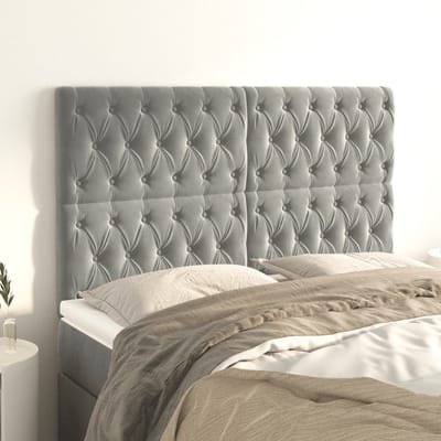 vidaXL - Hoofdbord - lichtgrijs - 144x7x118/128 - cm - fluweel
