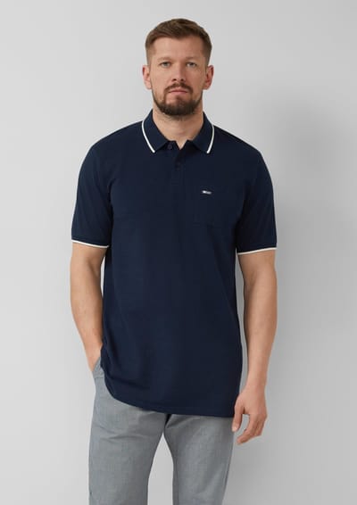 Katoenen piqué polo met logo en borstzak s.Oliver