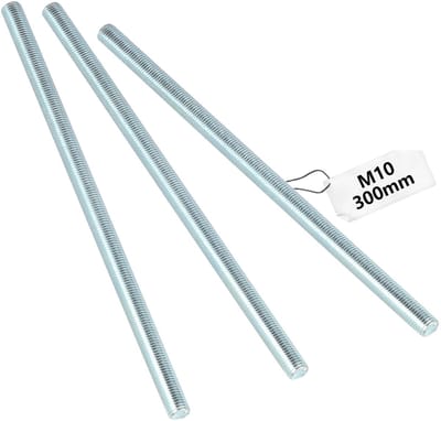 Dailygoods- Draadstang M10 - 3 Stuks - Sterkteklasse 4,8 - Gegalvaniseerd Staal - Volledige Schroefdraad - Verstelbaar en Duurzaam - Schroefdraadpen