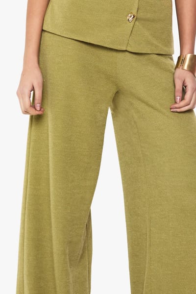 boohoo Dames Broek met textuur en wijde pijpen | Olijf | Maat: 34