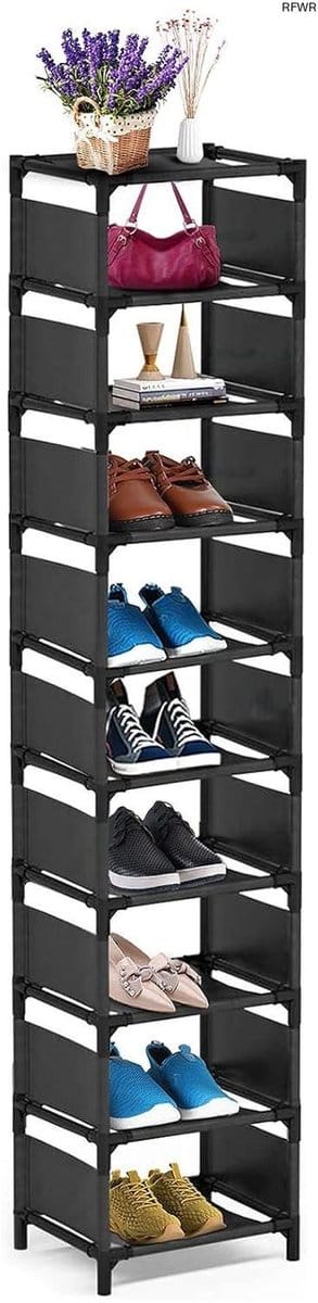 Schoenenrek 10 Niveaus - Schoenen Toren - Opbergen Schoenen - Ruimtebesparend Ontwerp - 10-15 Paar - Zwart