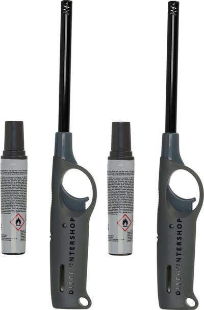 Elektronische gasaansteker navulbaar| set van 2 – grijs | 25.5cm lengte | ideaal voor bbq, keuken,kamperen & kaarsen