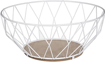 5Five Fruitschaal - wit - Dia 28 cm - draad metaal - fruitmand - serveerschaal - decoratieschaal