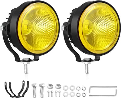 2 stuks 4 inch ronde LED werklampen 60W 12V/24V geel IP68 – geschikt voor motor, tractor, vrachtwagen en landbouw