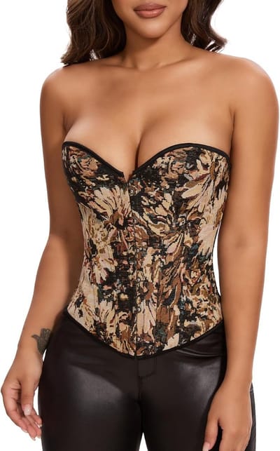Vintage Corset met Bloemenprint voor Dames - Renaissance Stijl met Vetersluiting