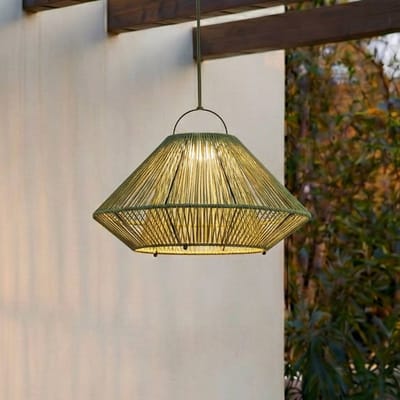 Lindby LED-hanglamp op zonne-energie Austas, groen, Ø 50 cm, USB, IP54