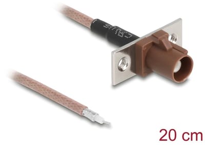Delock Antenna Cable FAKRA F jack to open wires RG-316 20 cm 2 prepunched holes