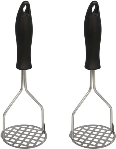 Gerimport Aardappelstamper/pureestamper - 2x - kunststof/metaal - keuken gerei - 23 cm