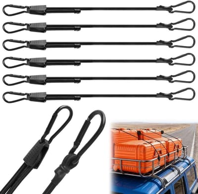 6 stuks verstelbare spanrubbers met haken voor zonnezeil, tarpaulins en meer - 100 cm - rubberen banden fiets, auto, lading