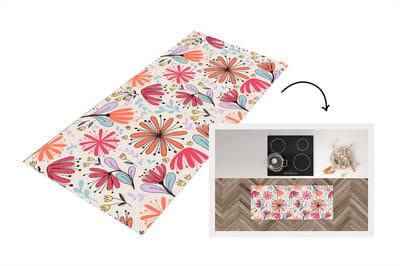 Keukenloper - Loper keuken - Bloemen - Regenboog - Design - 120x50 cm - Keukenloper vinyl