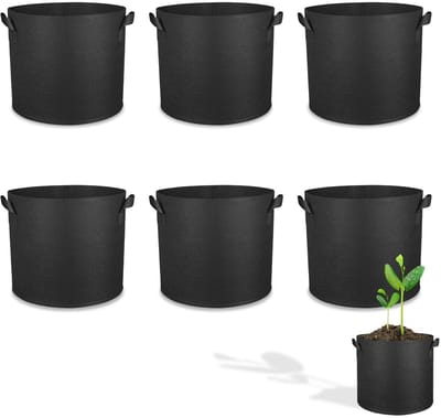 Set van 6 Tuinplantenpotten 35x28 cm – Ademend, Waterdoorlatend & Herbruikbaar – Kweekzakken voor Groenten, Bloemen en Balkonplanten