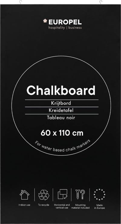Europel krijtbord zonder lijst – muurdecoratie – tekenbord - 60x110cm