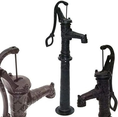 Gietijzeren Zwengelpomp - Handpomp Waterpomp - Vijver Fontein - Inclusief Pompstandaard - 7 Meter Aanzuighoogte - Zwart