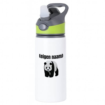 Hacebo® - panda met eigen naam waterfles met rietje groen - Panda - panda liefhebbers - iemand die houdt van panda's - verjaardag - cadeau - kado - water fles - 650ML