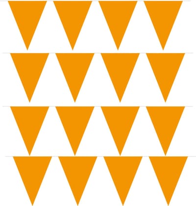 Oranje vlaggenlijn - 4x - slinger - 5 meter - plastic - binnen en buiten - 10 vlaggetjes - Koningsdag/holland