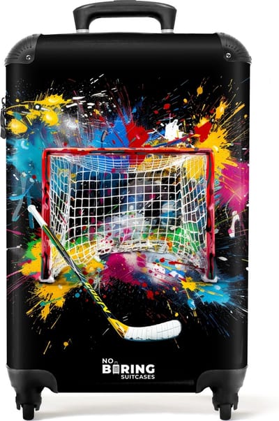 NoBoringSuitcases.com® - Handbagage koffer lichtgewicht - Reiskoffer trolley - Hockey met verf - Rolkoffer met wieltjes - Past binnen 55x40x20 en 55x35x25