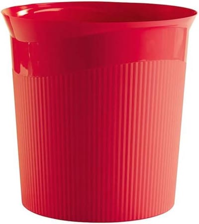 Prullenbak - Papieren mand - Kantoor en thuis - 100% gerecycled plastic - 13 liter - Rood