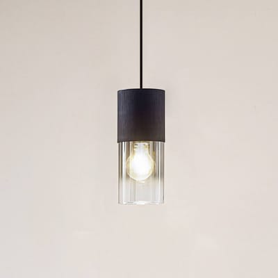 Lindby - hanglamp - 1licht - Glas, aluminium, ijzer - H: 24 cm - E27 - rookgrijs, zwart