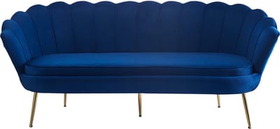 Bank Chanelle Donkerblauw - Fluweel - Breedte 180 cm - Zithoogte 44 cm - Zitdiepte 54 cm