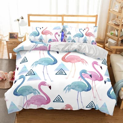 Roze Flamingo Beddengoed Collectie Enkel Twin Volledig Queen King Maat Flamingo Bed Collectie Volwassen Kinder Slaapkamer Dekbedovertrek Collecties 3D Anime 013 AU Single(140x210cm)
