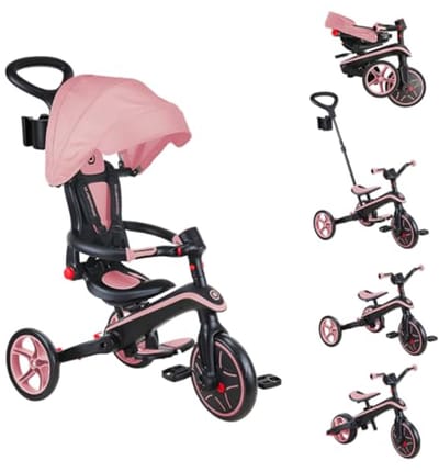 4-in-1 Vouwbare Tricycle voor Peuters - Pastel Roze