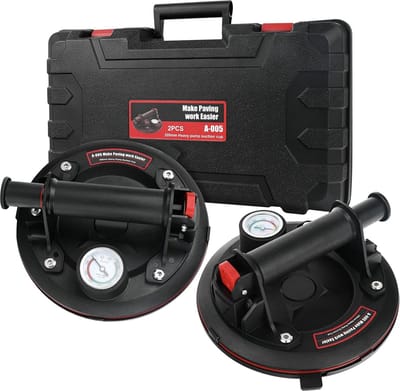 Zuignappen met Manometer - Glaslifters - Materiaal Transport - Krachtige 660 Lbs - 8 Inch - Zwart