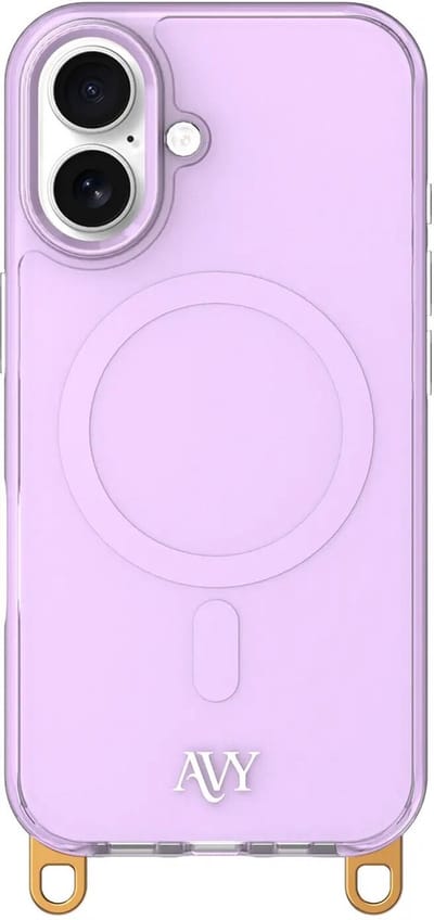 AVY Hoesje geschikt voor Apple iPhone 16 | Compatibel met MagSafe | Back Cover | Haakjes voor koord | Paars