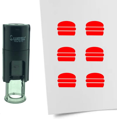 CombiCraft Stempel Hamburger 10mm rond - rode inkt