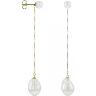 Luna-Pearls - 311.1932 - Oorbellen - Zoetwater gekweekte parel 6-10mm - 18K geelgoud