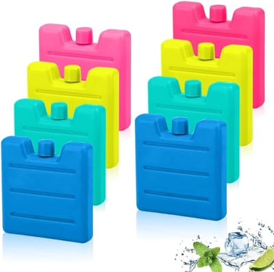 Mini koeltas met kleine ijszakken in 4 kleuren, ideale koel elementen voor lunchbox, perfect voor picknick, kantoor en camping, 7.5 cm, ruimtebesparend en praktisch