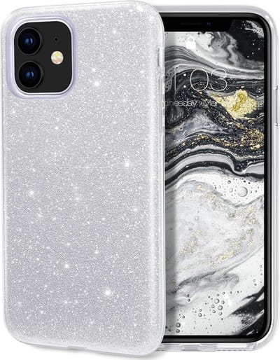 HB Hoesje Geschikt voor Apple iPhone 12 Mini - Zilver - Glitter Back Cover