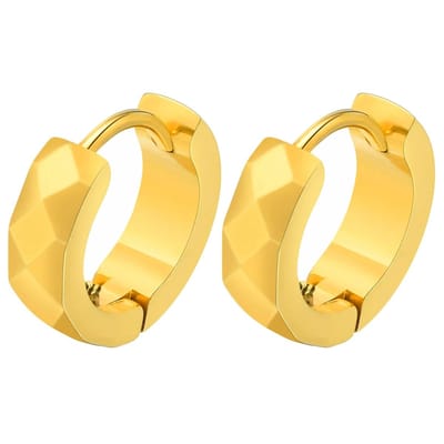 Fako Bijoux® - Oorbellen - Oorringen - RVS - Staal - Stainless Steel - Facet Geslepen Ruit - 13mm - Goudkleurig