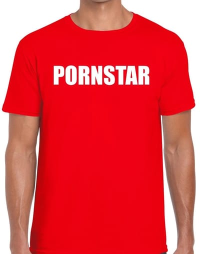 Pornstar tekst t-shirt rood heren L